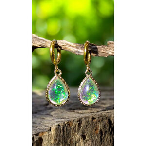 Opalescent Teardrop Huggie Earrings